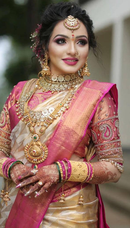 Snazzy Beige Soft Silk Saree