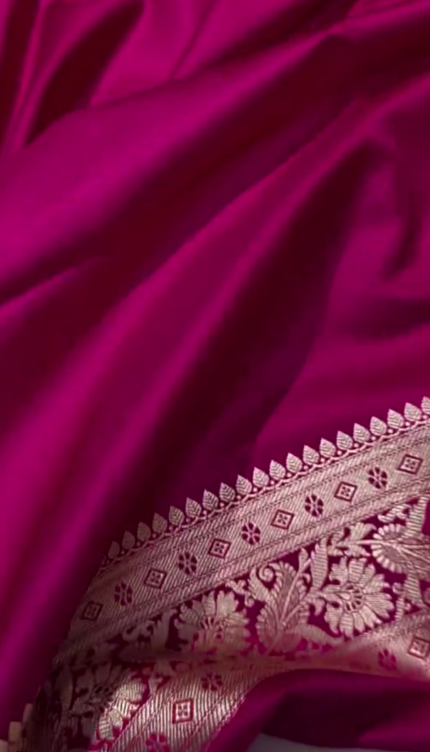 Tanirika - Pink Mashru Silk Saree with Golden Zari Butta & Royal Woven Pallu