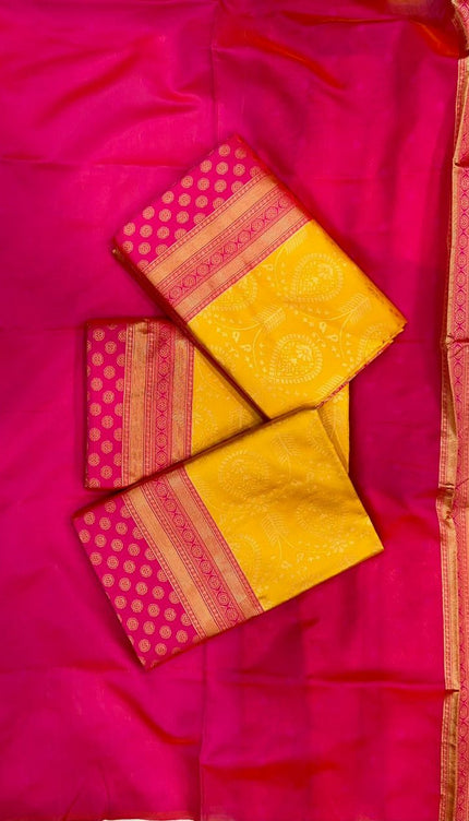 Lissome Yellow Soft Silk Saree