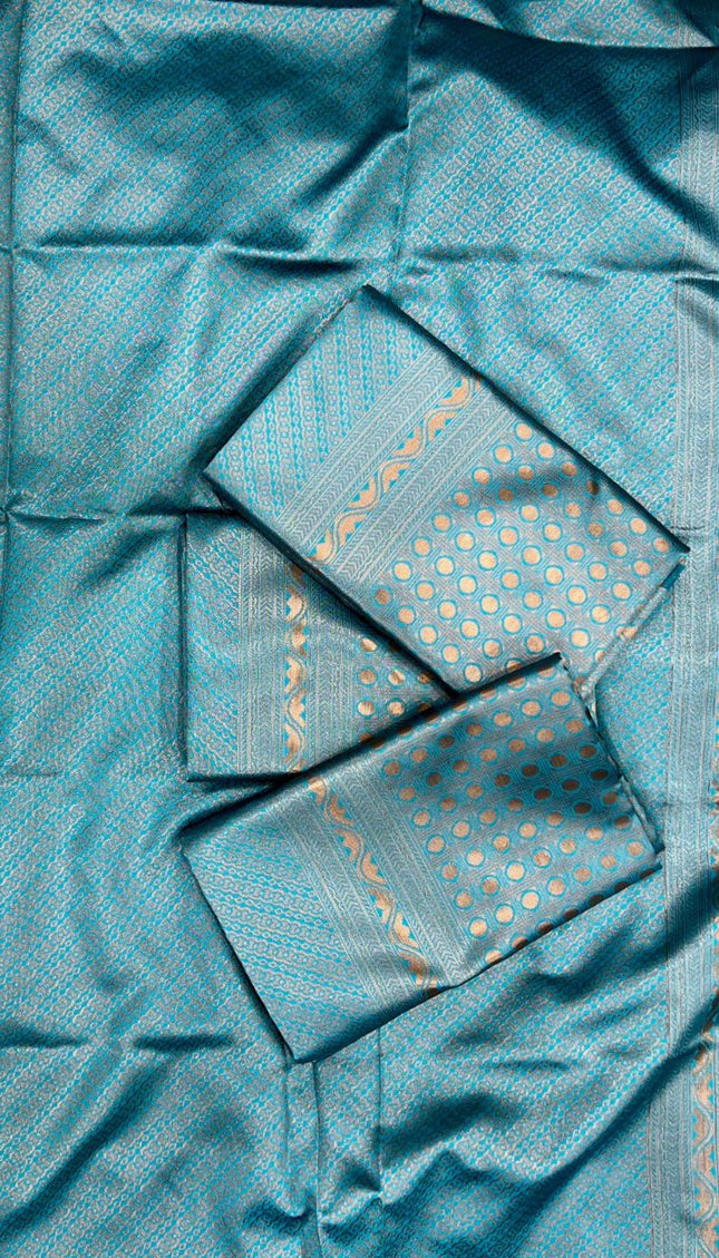 Sizzling Firozi Soft Silk Saree