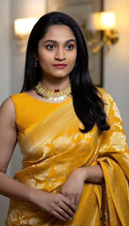 Charming Yellow Soft Silk Saree