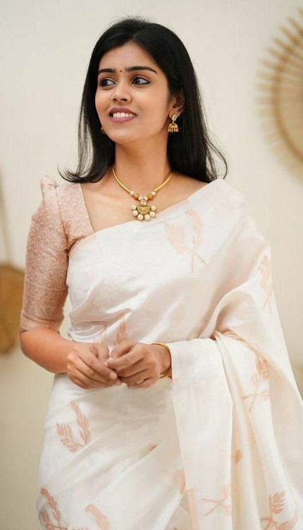 Epiphany White Soft Silk Saree