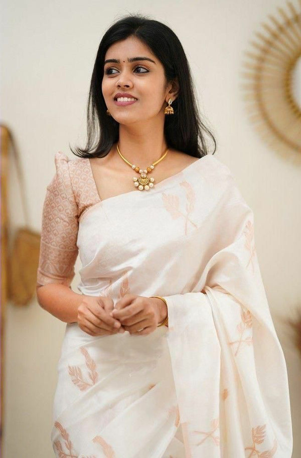 Epiphany White Soft Silk Saree
