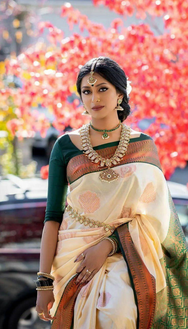 Desirable Beige Soft Silk Saree