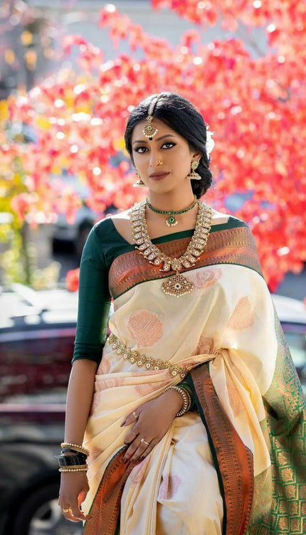 Desirable Beige Soft Silk Saree