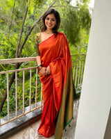 Evanescent Red Soft Silk Saree