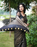 Excellent Black Soft Silk Saree