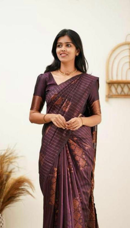 Gorgeous Purple Soft Silk Saree