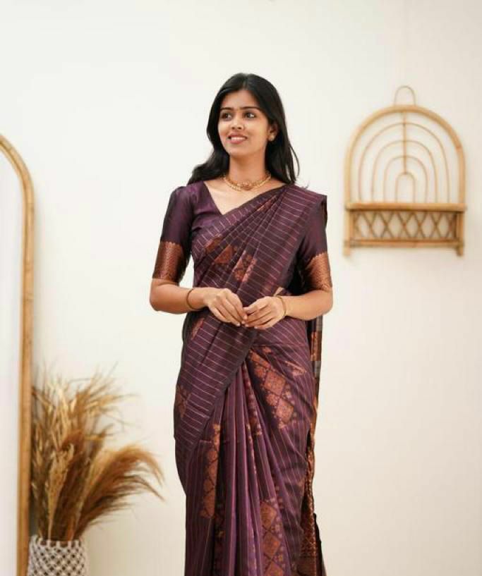 Gorgeous Purple Soft Silk Saree