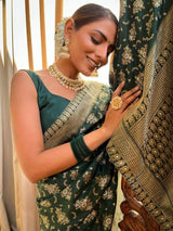 Laita Green Banarasi Silk Saree
