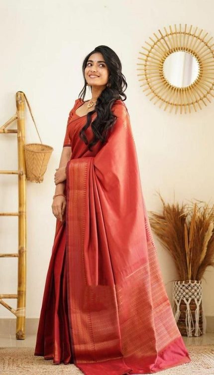 Gratifying Red Soft Silk Saree