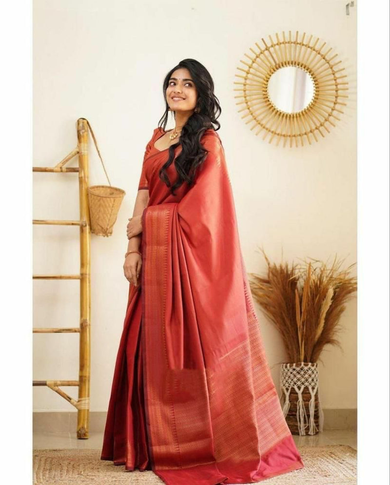 Gratifying Red Soft Silk Saree