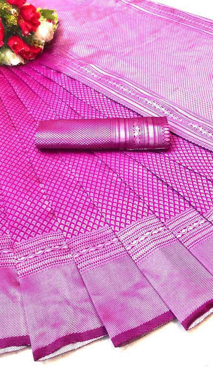Flush Pink Banarasi Silk Saree