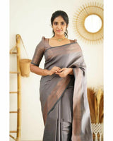 Desultory Grey Soft Silk Saree