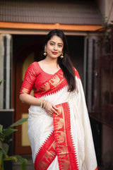 Neer White With Red Soft Silk Saree