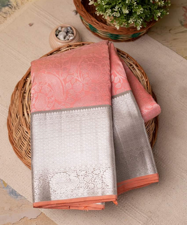 Valiba Archaic Traditional Kanchi Soft Silk Sari With Attached Blouse Kanjivaram Saree