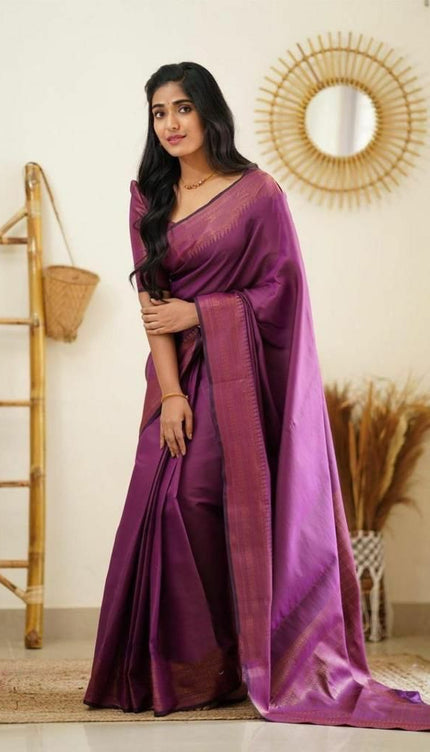 Redolent Purple Soft Silk Saree