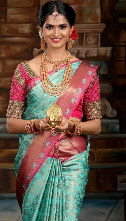 Preferable Sky Blue Soft Silk Saree