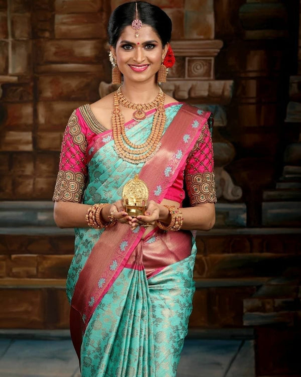 Preferable Sky Blue Soft Silk Saree