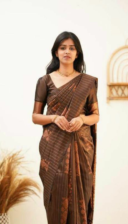 Marvellous Brown Soft Silk Saree