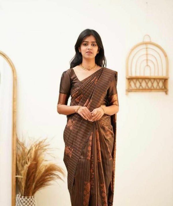 Marvellous Brown Soft Silk Saree