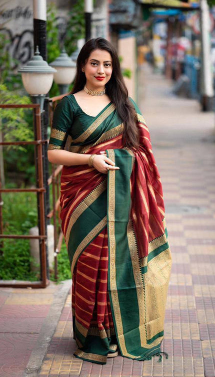 Splendorous Maroon Soft Silk Saree