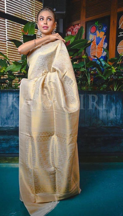 Dazzling White Color Soft Lichi Silk  Saree