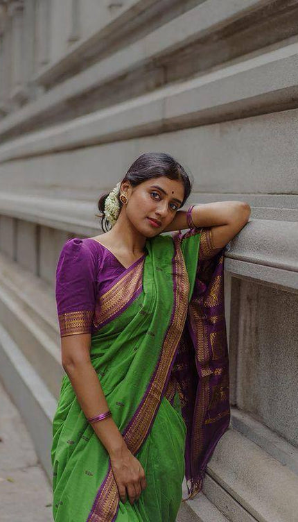 Green And Purple Soft Silk Saree