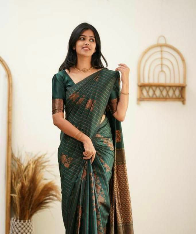 Amazing Dark Green Soft Silk Saree