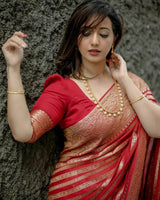 Attractive Red Soft Silk Saree