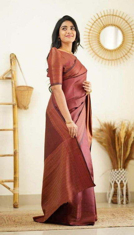 Scrumptious Wine Soft Silk Saree