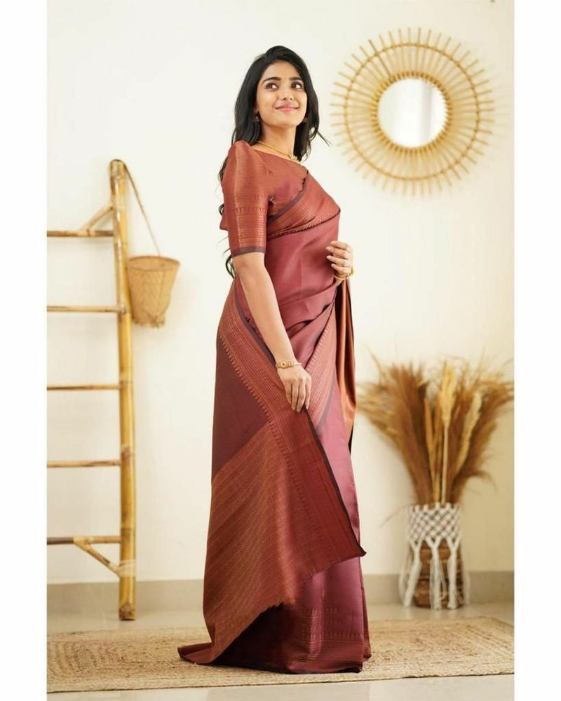 Scrumptious Wine Soft Silk Saree