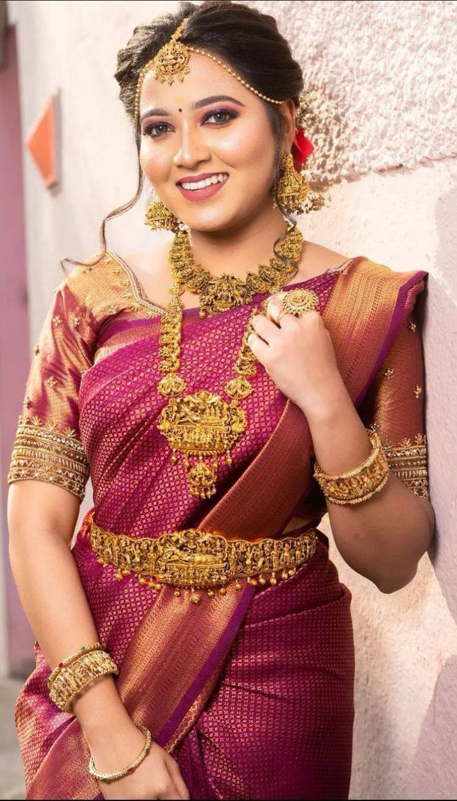 Luxuriant Dark Pink Soft Silk Saree