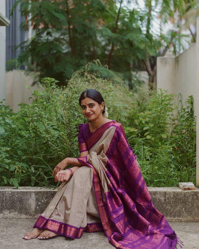 Admirable Beige Soft Silk Saree