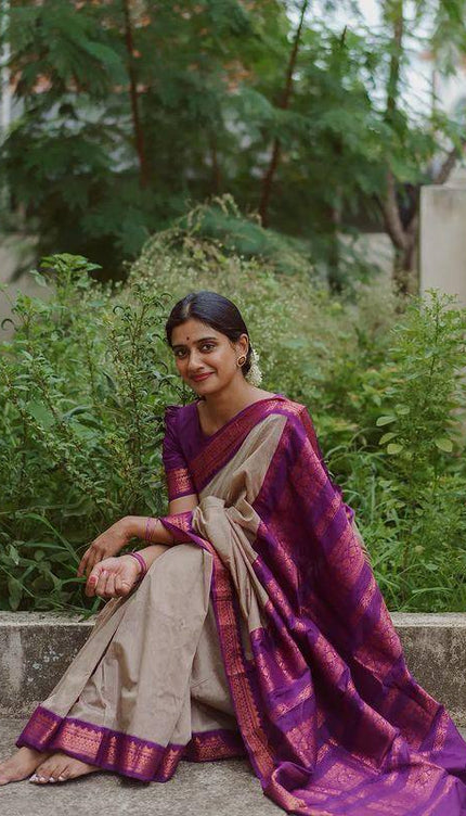 Admirable Beige Soft Silk Saree