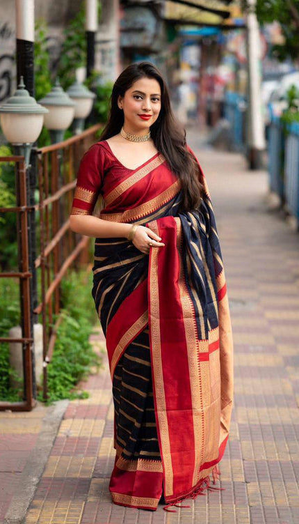 Prodigal Navy Blue Soft Silk Saree