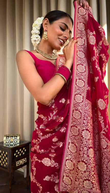 Laita Pink Banarasi Silk Saree