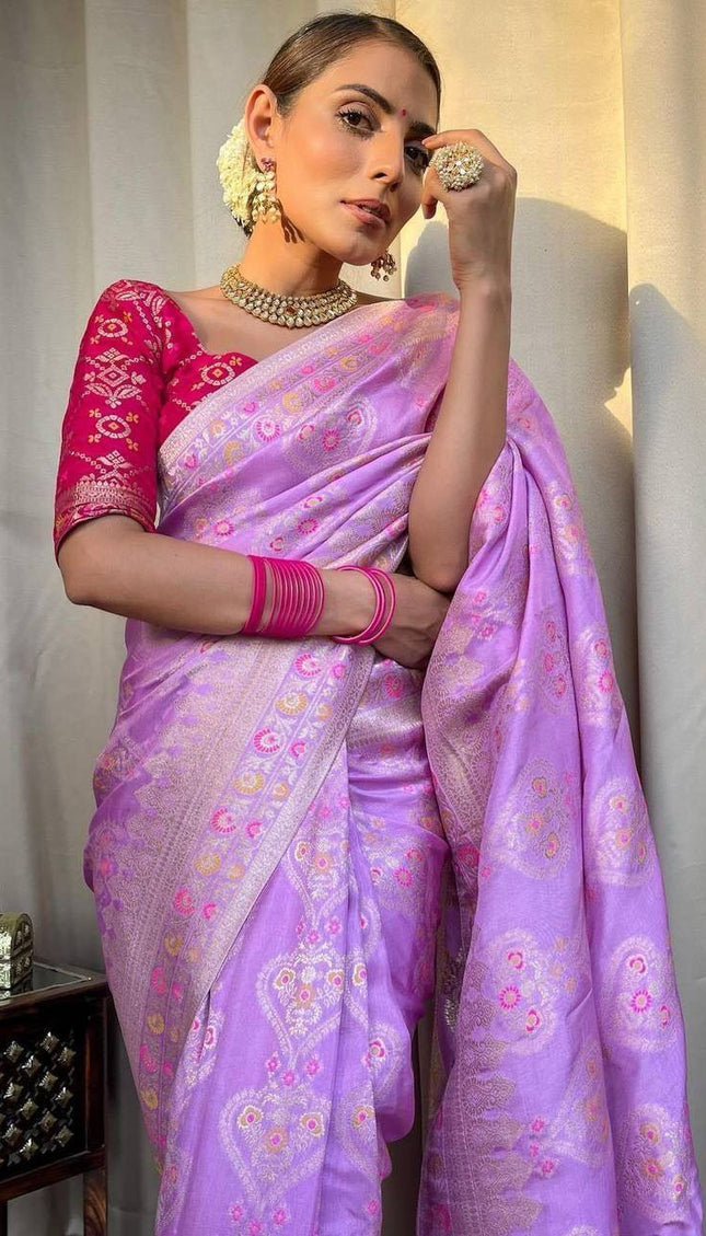 Purple Color Premium Soft Banarasi Silk Saree