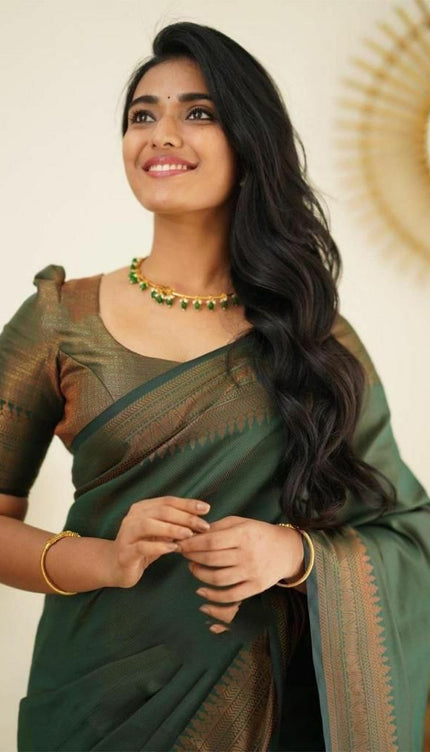 Conflate Green Soft Silk Saree