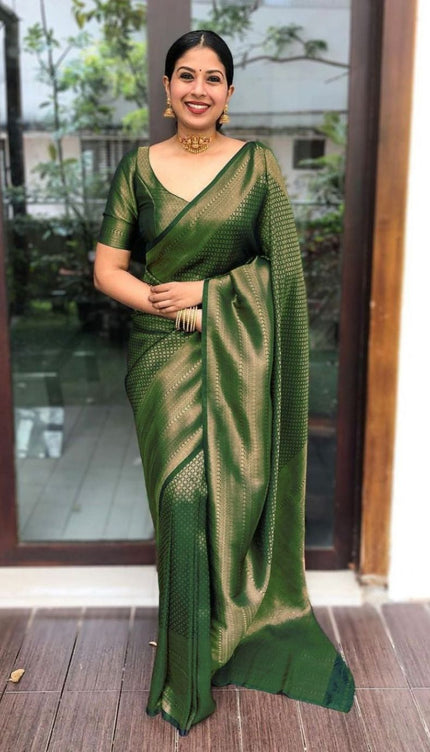 Bindu Green Soft Silk Saree