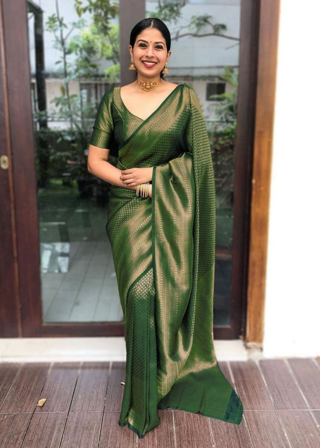 Bindu Green Soft Silk Saree