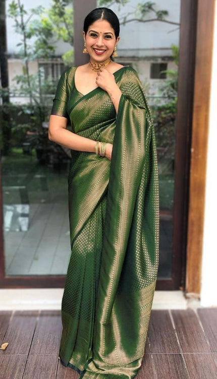 Bindu Green Soft Silk Saree