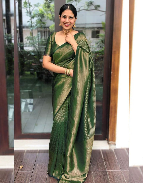 Bindu Green Soft Silk Saree