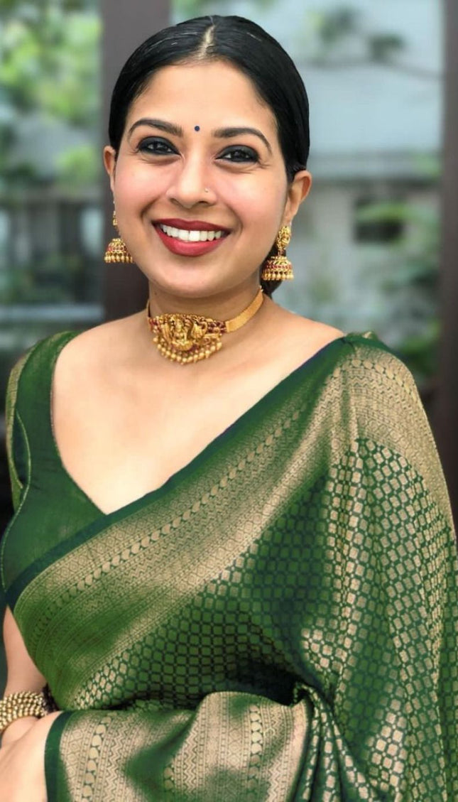 Bindu Green Soft Silk Saree