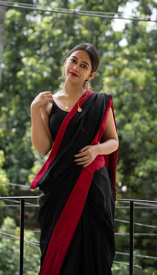 Beautiful Black Cotton Silk Saree