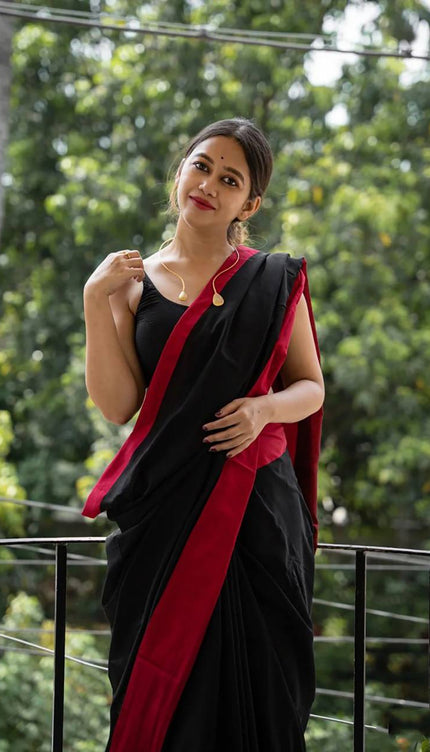 Beautiful Black Cotton Silk Saree