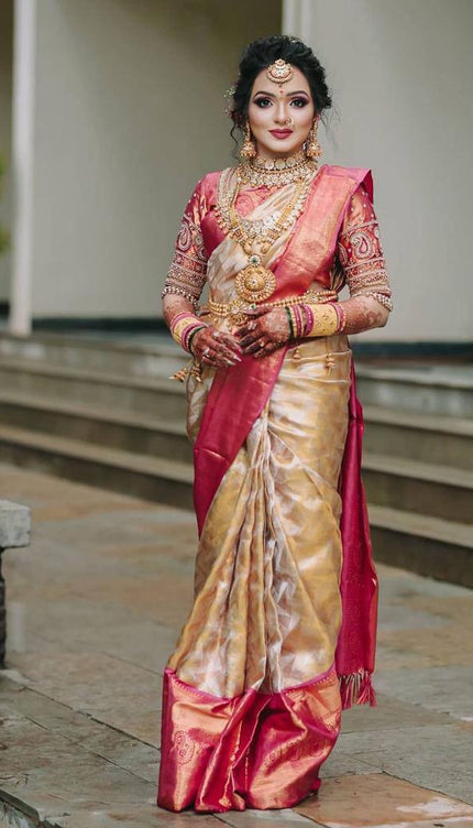 Snazzy Beige Soft Silk Saree