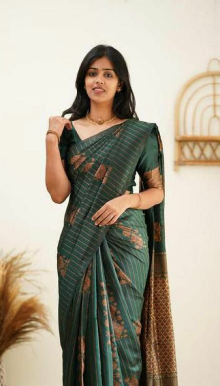 Amazing Dark Green Soft Silk Saree