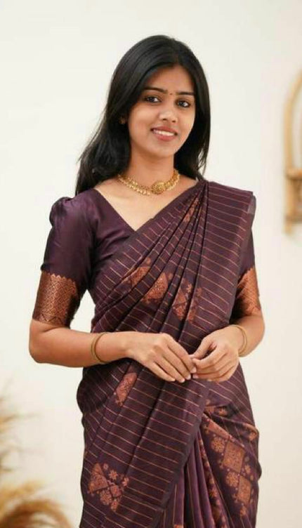 Gorgeous Purple Soft Silk Saree