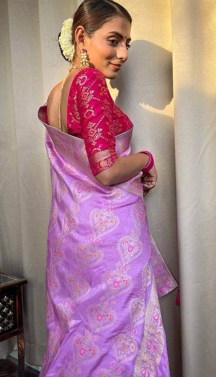 Purple Color Premium Soft Banarasi Silk Saree
